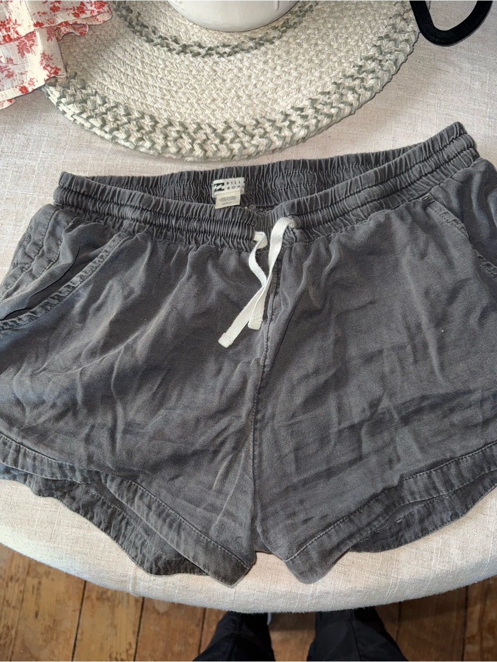 Billabong Charcoal Gray Drawstring Athletic Shorts